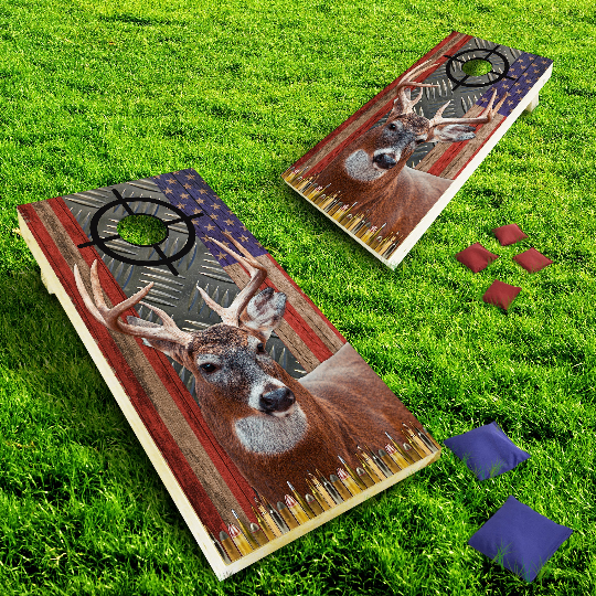 Deer American Flag Target Cornhole Boards