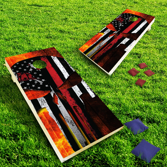 Firefighter American Flag Cornhole Boards