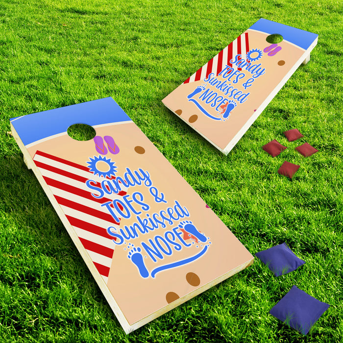 Sandy Toes & Sunkissed Nose Cornhole Board
