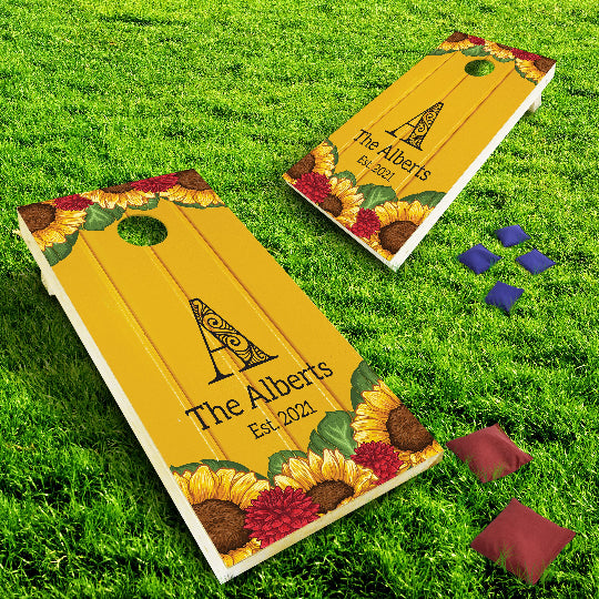 Personalized Sunflower Cornhole Boards